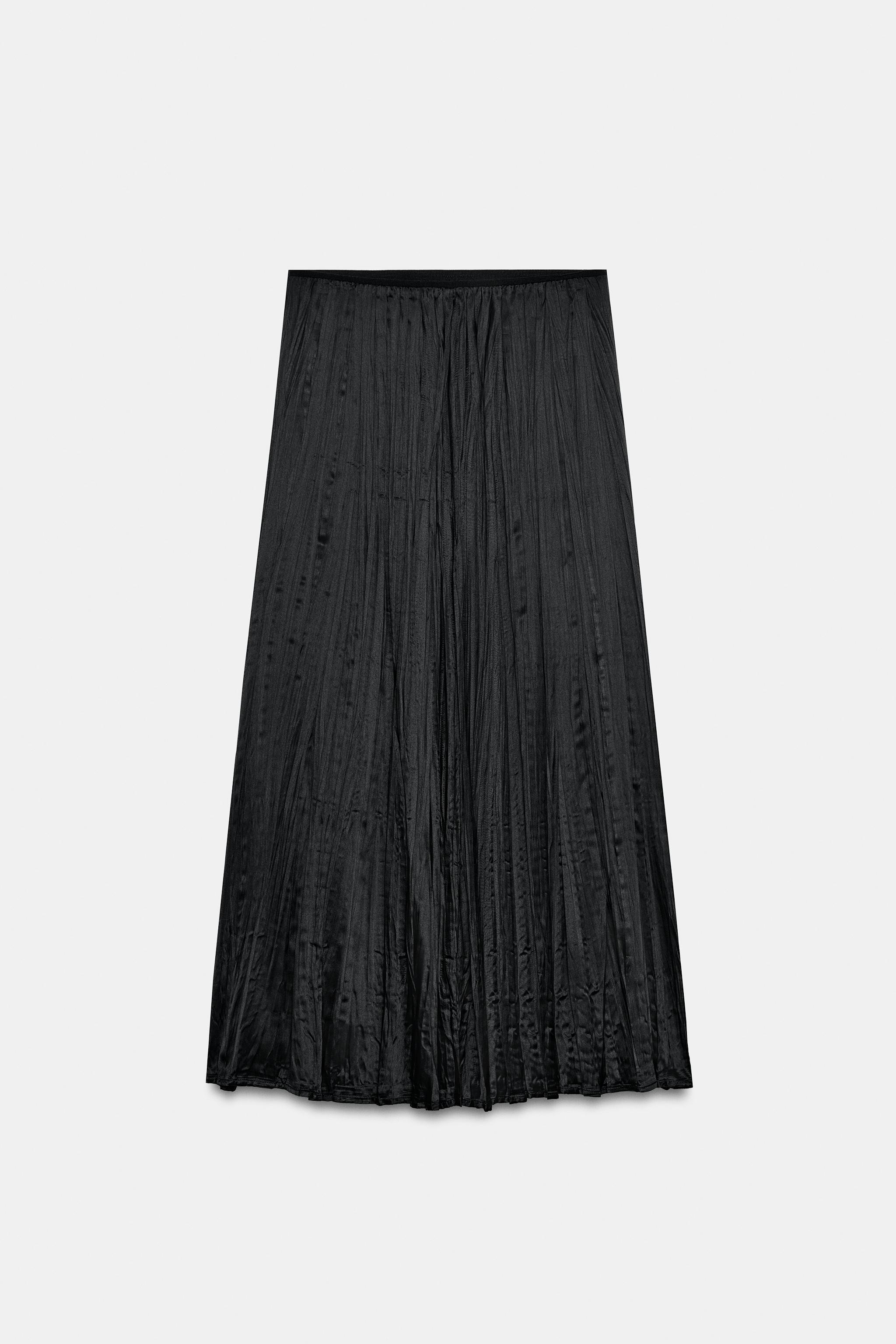Zara Saten Yüzeyli Midi Etek görsel 7