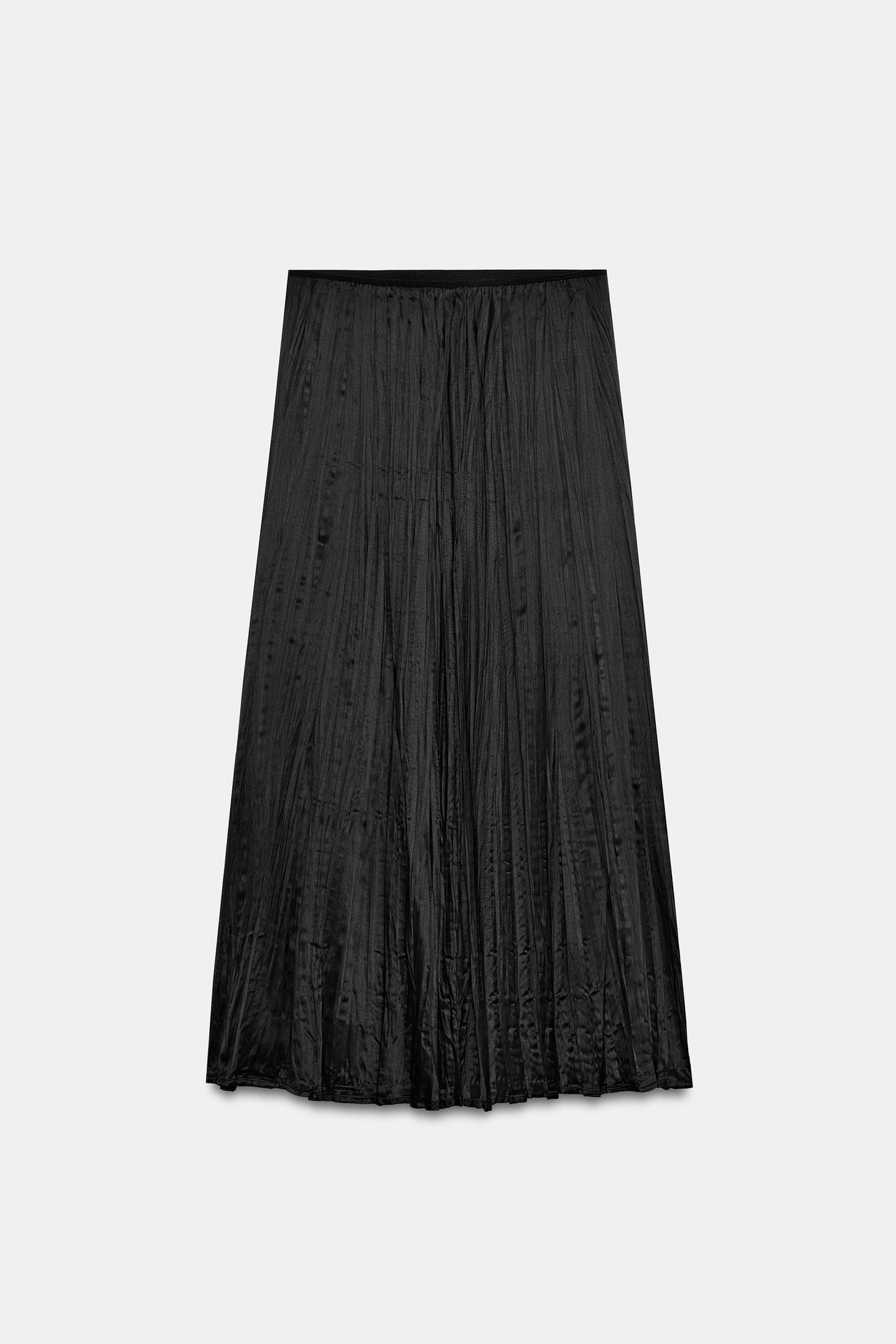 Женская юбка Zara Satin MIDI, цвет: Чёрный — фото 7