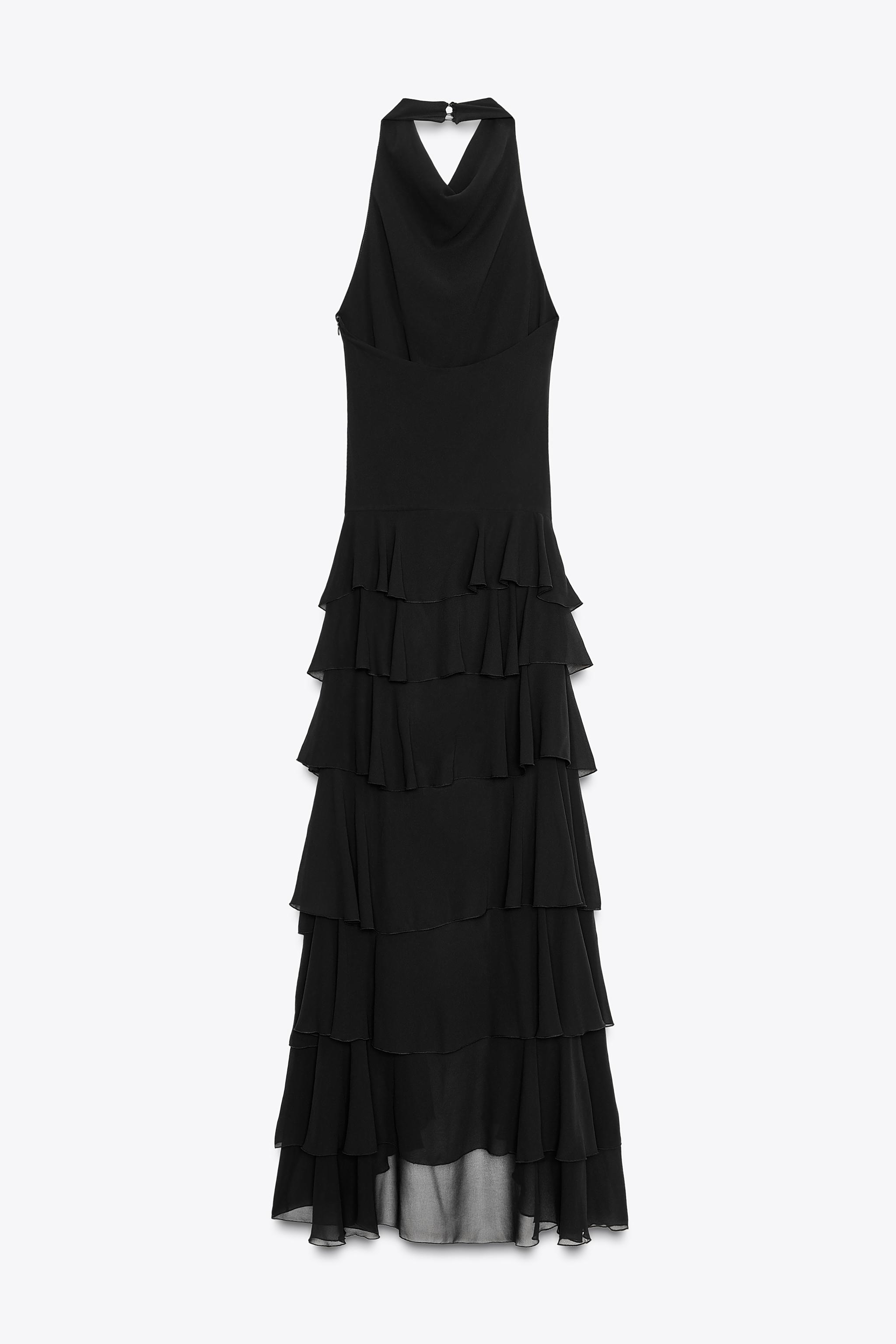 HALTER RUFFLE MAXI DRESS - Black | ZARA United States