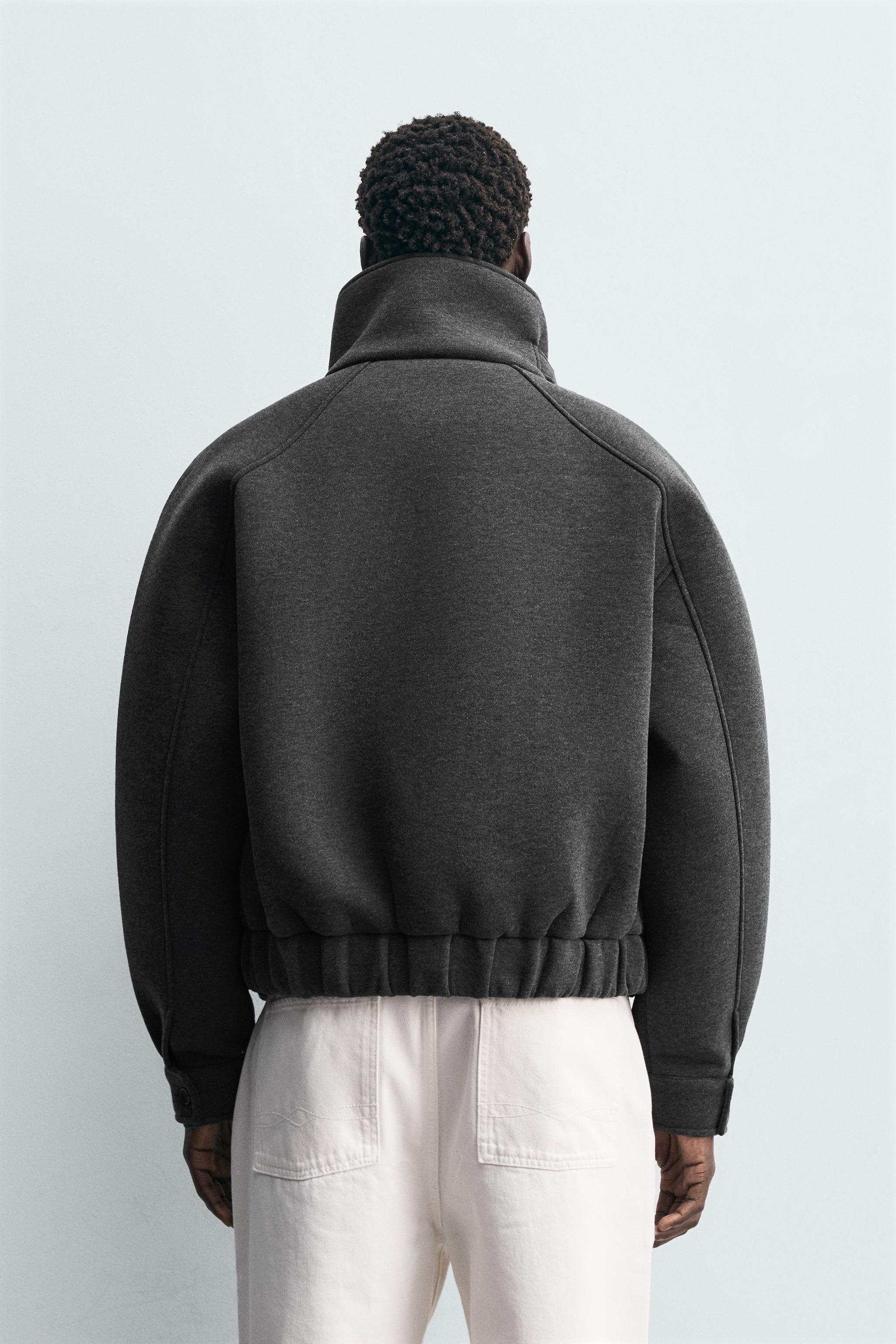 ハイネック ネオプレン風ジャケット - ダークグレー | ZARA Japan / 日本