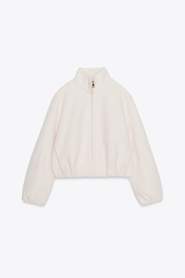 CHAQUETA BOUCLÉ CUELLO SUBIDO - Crudo de Zara