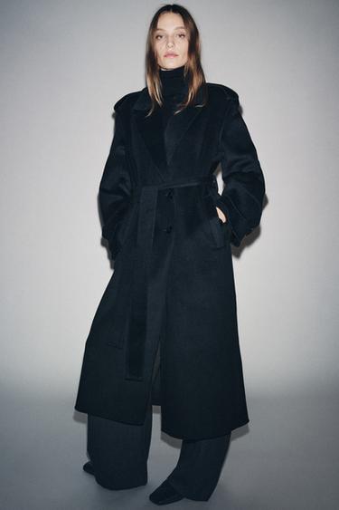 Zara LONG WOOL BLEND COAT ZW COLLECTION LIMITED EDITION - Navy blue