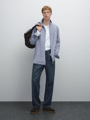 Camisa regular fit 100% lino - Raya verde de Zara - Imagen 0