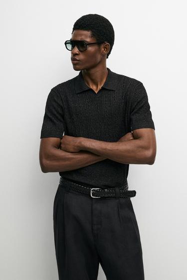 Zara 100% Cotton Knit Polo - Anthracite Gray