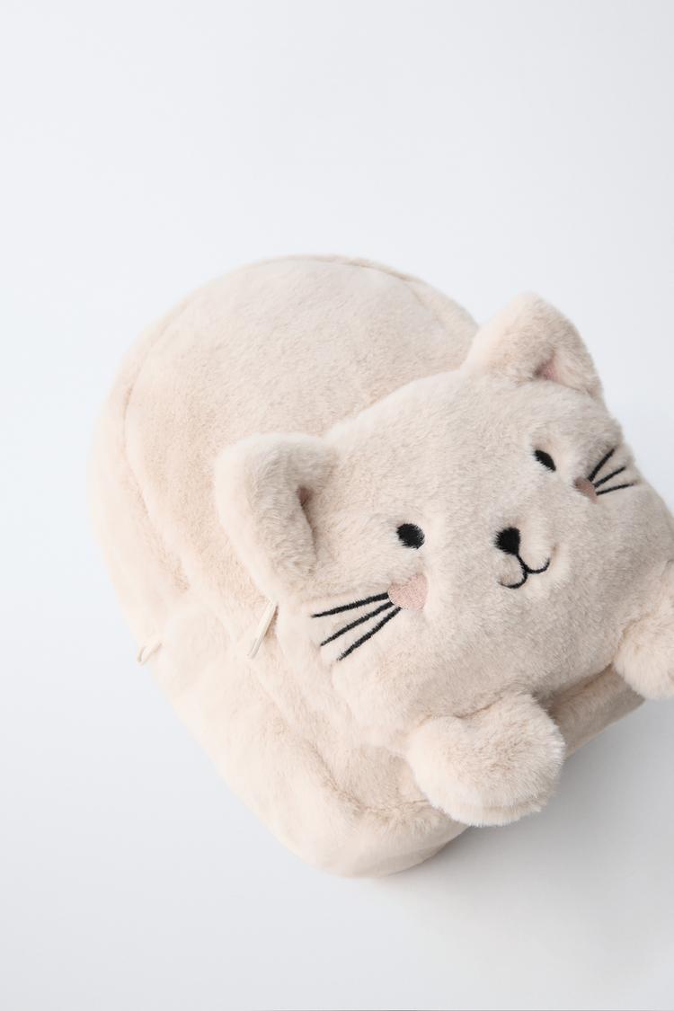 MOCHILA DE PIEL DE CORDERO CON GATITO 3