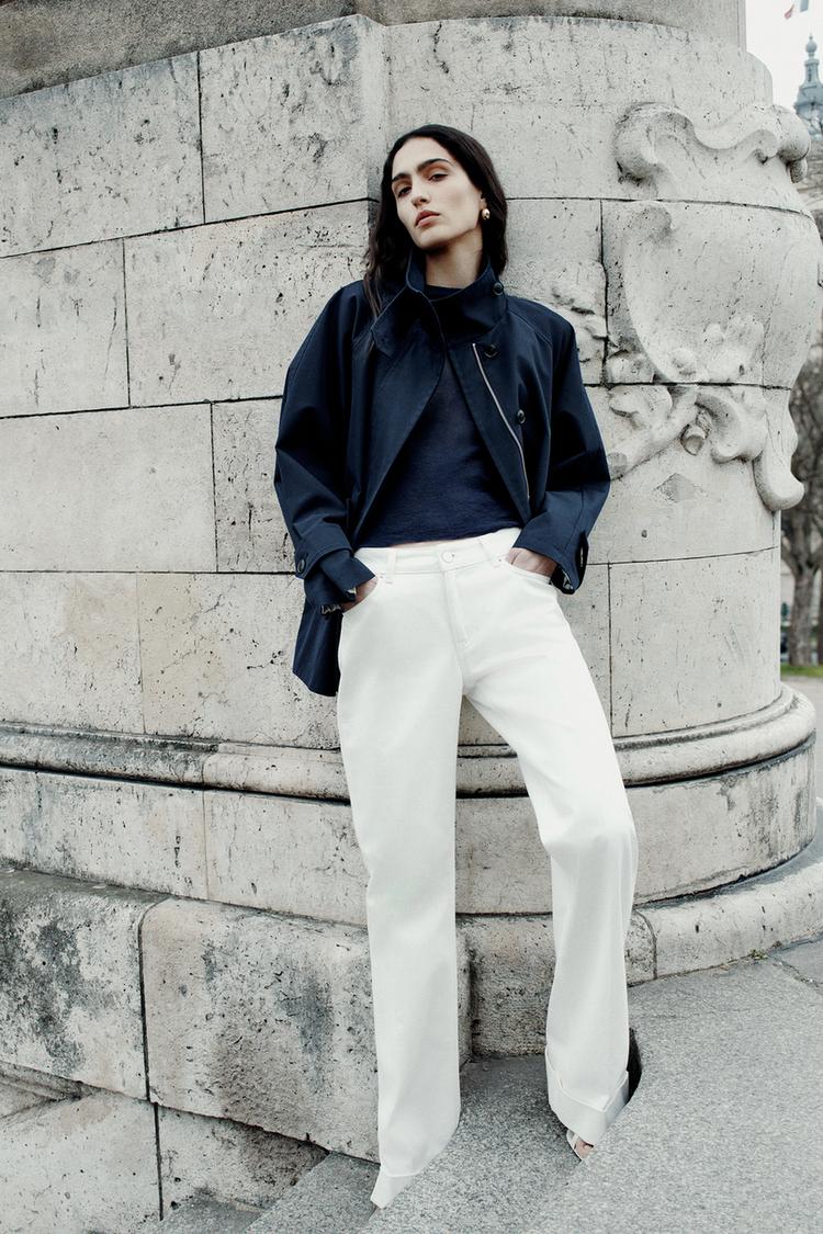 Jeans Zampa Pantalone Bianco A Zampa Zara Wide Leg Trousers