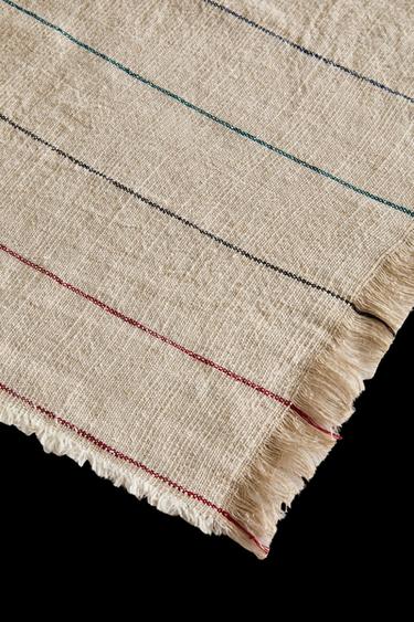 STRIPED HEMP THROW - Light beige by Zara