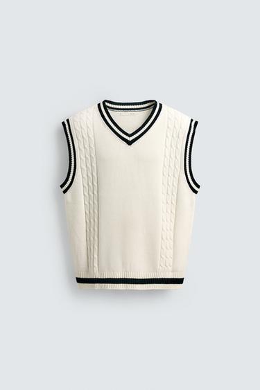 COLETE DE TRICÔ ESTRUTURADO - Branco-marfim da Zara