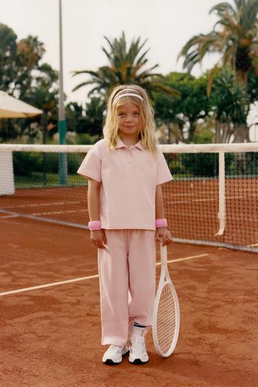PANTALON À JAMBES LARGES EN PIQUÉ - Rose clair de Zara