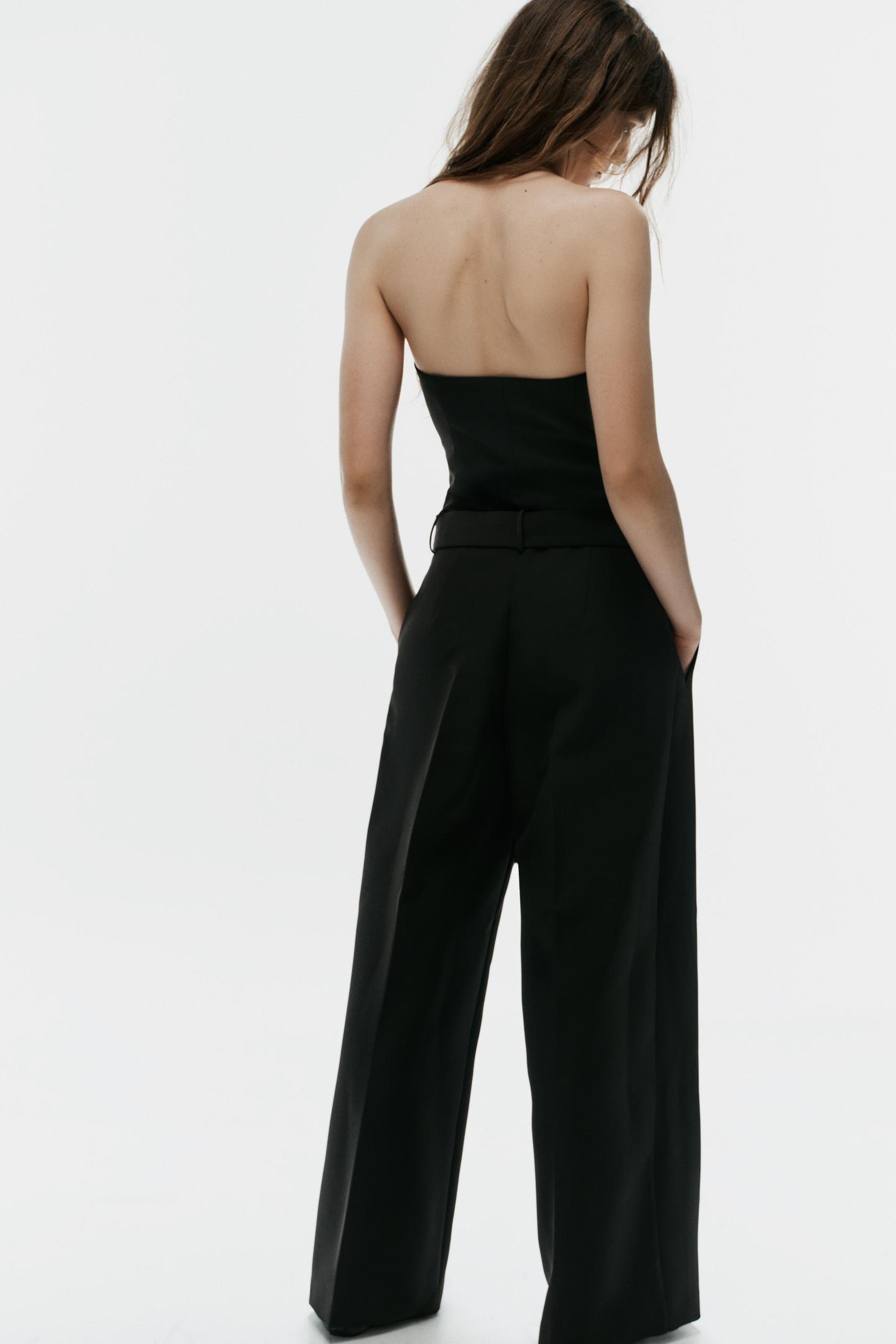 Женский комбинезон Zara Long Jumpsuit with Buttons and Belt, цвет: Чёрный — фото 4