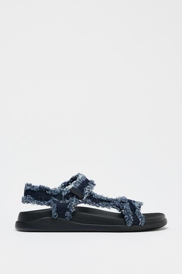 Zara DENIM PLATFORM SANDALS - Denim Blue - Image 0