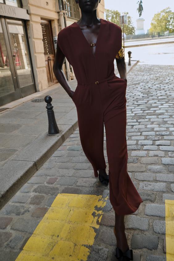 WIDE-LEG BELTED JUMPSUIT