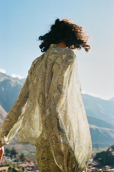 PRINTED SHIRT WITH METALLIC THREAD - Pistachio by Zara