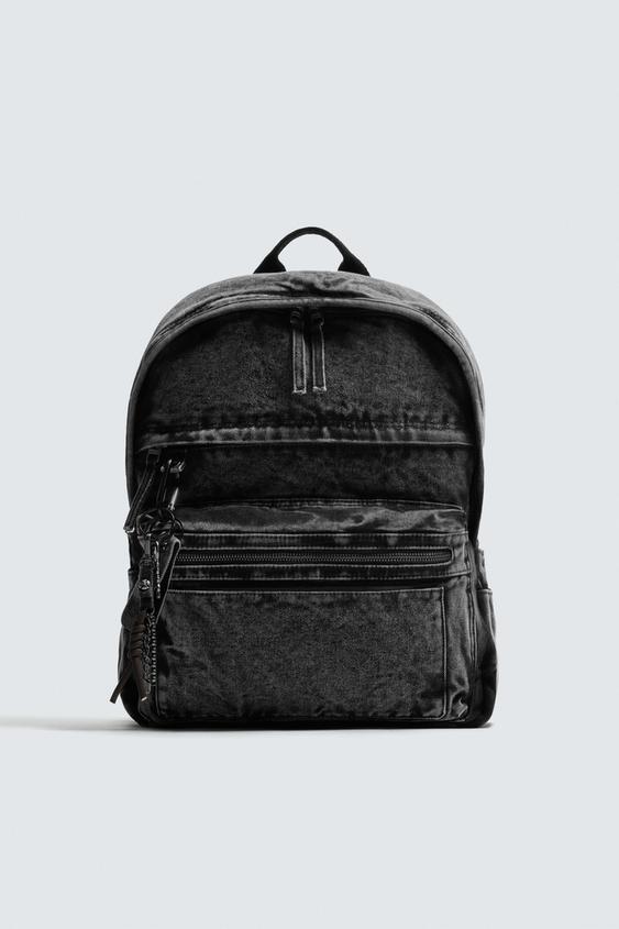 WASHED EFFECT DENIM BACKPACK