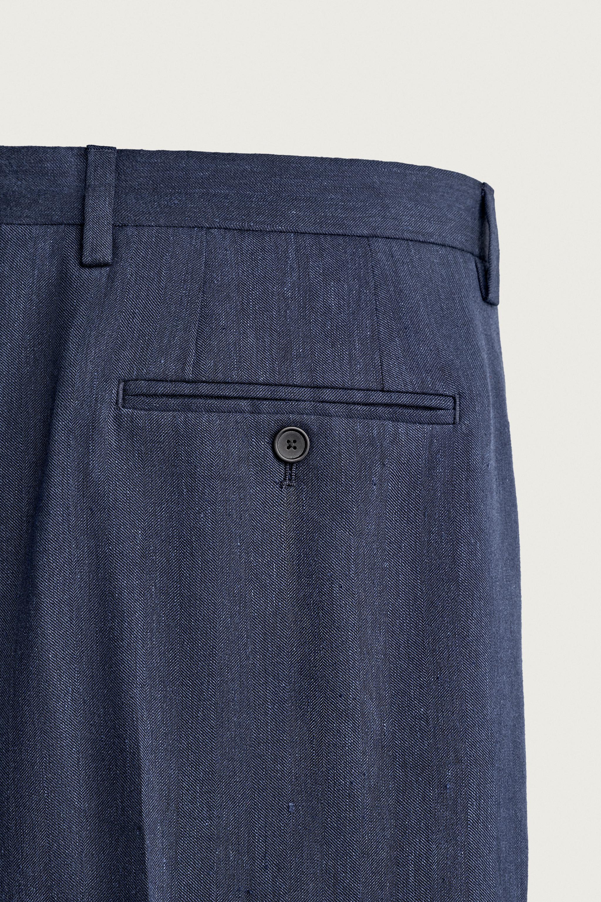 Мужские брюки Zara LINEN AND WOOL BLEND REGULAR FIT SUIT PANTS — фото 8
