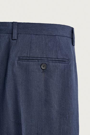 PANTALON DE COSTUME REGULAR FIT LIN - LAINE - Bleu de Zara - Image 7