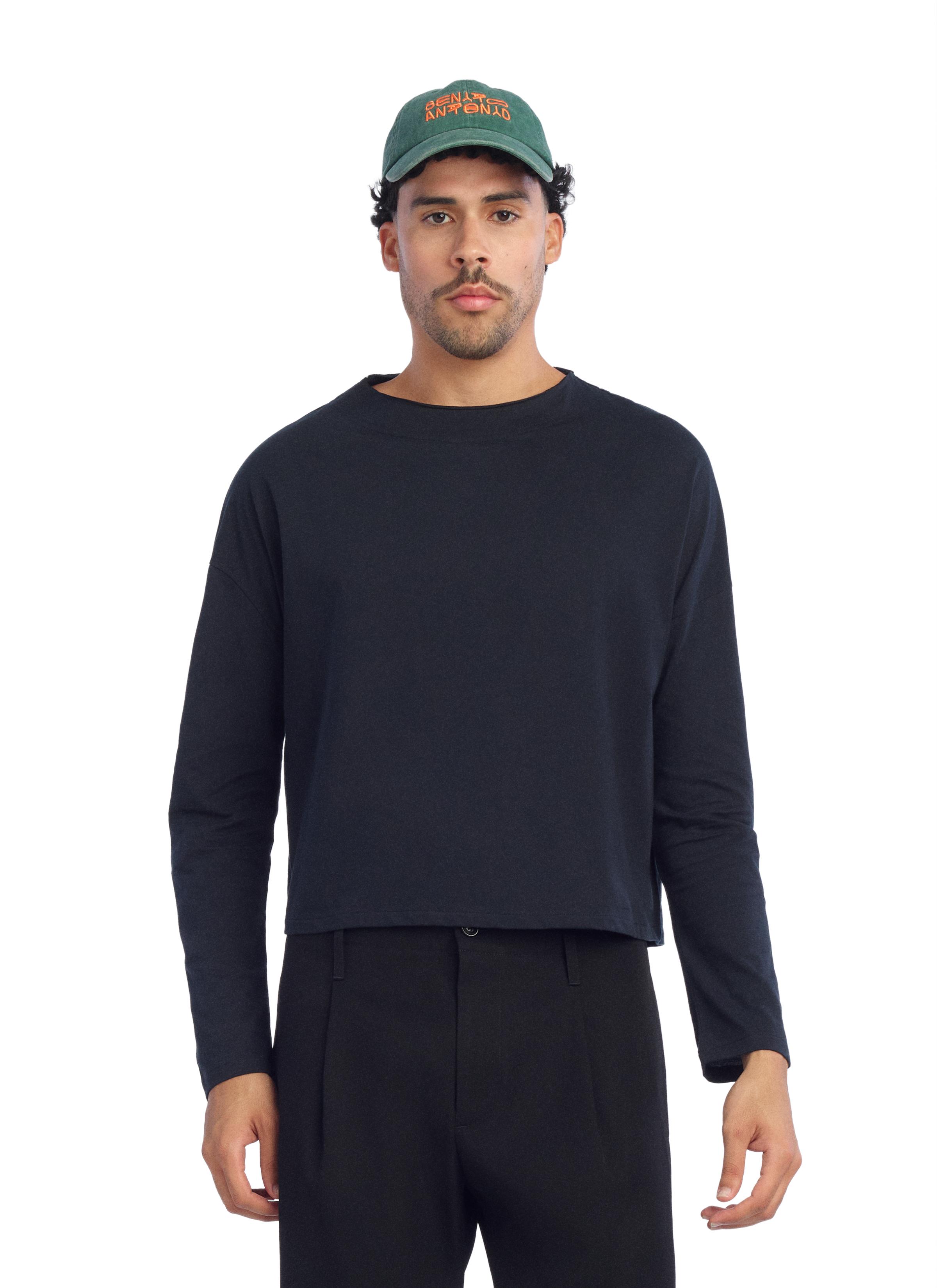 LONG SLEEVE CROPPED T-SHIRT — Navy blue