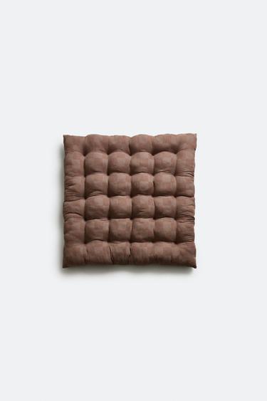 TOPSTITCHED COTTON FLOOR CUSHION - Brown by Zara