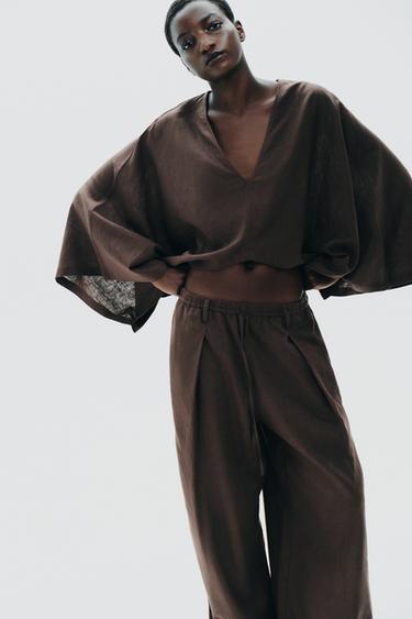 Zara ASYMMETRIC CAPE KIMONO - Brown