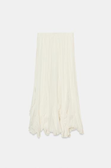 تنورة غوديه ممزوجة بدانتيل شريطي - خَام الخاص بـ Zara