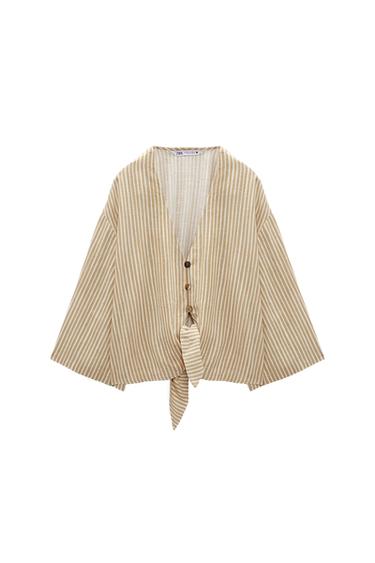 STRIPED BLOUSE WITH KNOT