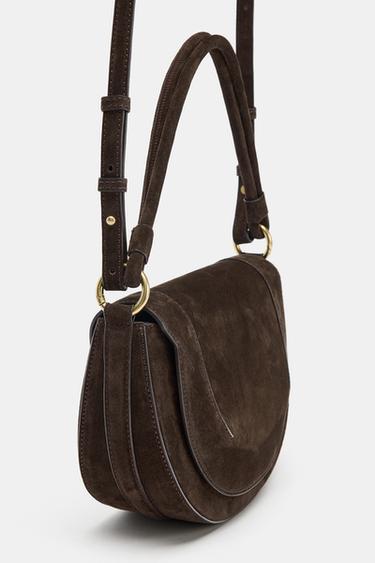 LEATHER CROSSBODY BAG - Chocolate by Zara - Image 2