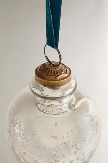FLORAL TEARDROP CHRISTMAS TREE DECORATION - Silver by Zara - Image 2