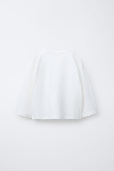 T-SHIRT BASIQUE CŒUR BRODÉ - Blanc de Zara - Image 1