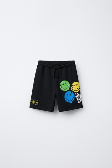 Zara SMILEYWORLD ® STRAIGHT PLUSH SHORTS - Black - Image 0