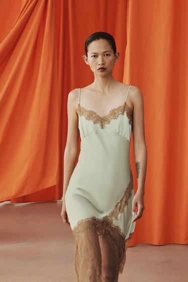 ROBE STYLE LINGERIE DENTELLE ZW COLLECTION - Vert d'eau de Zara - Image 3