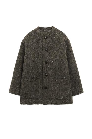 Zara AGES 6-10 / MANDARIN COLLAR WOOL BLEND COAT LIMITED EDITION - Mink