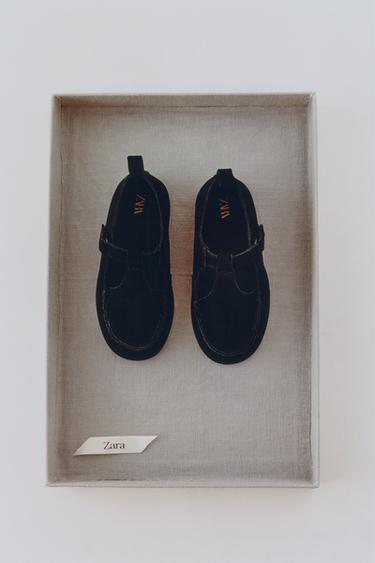 LEATHER T-BAR SHOES - Black by Zara