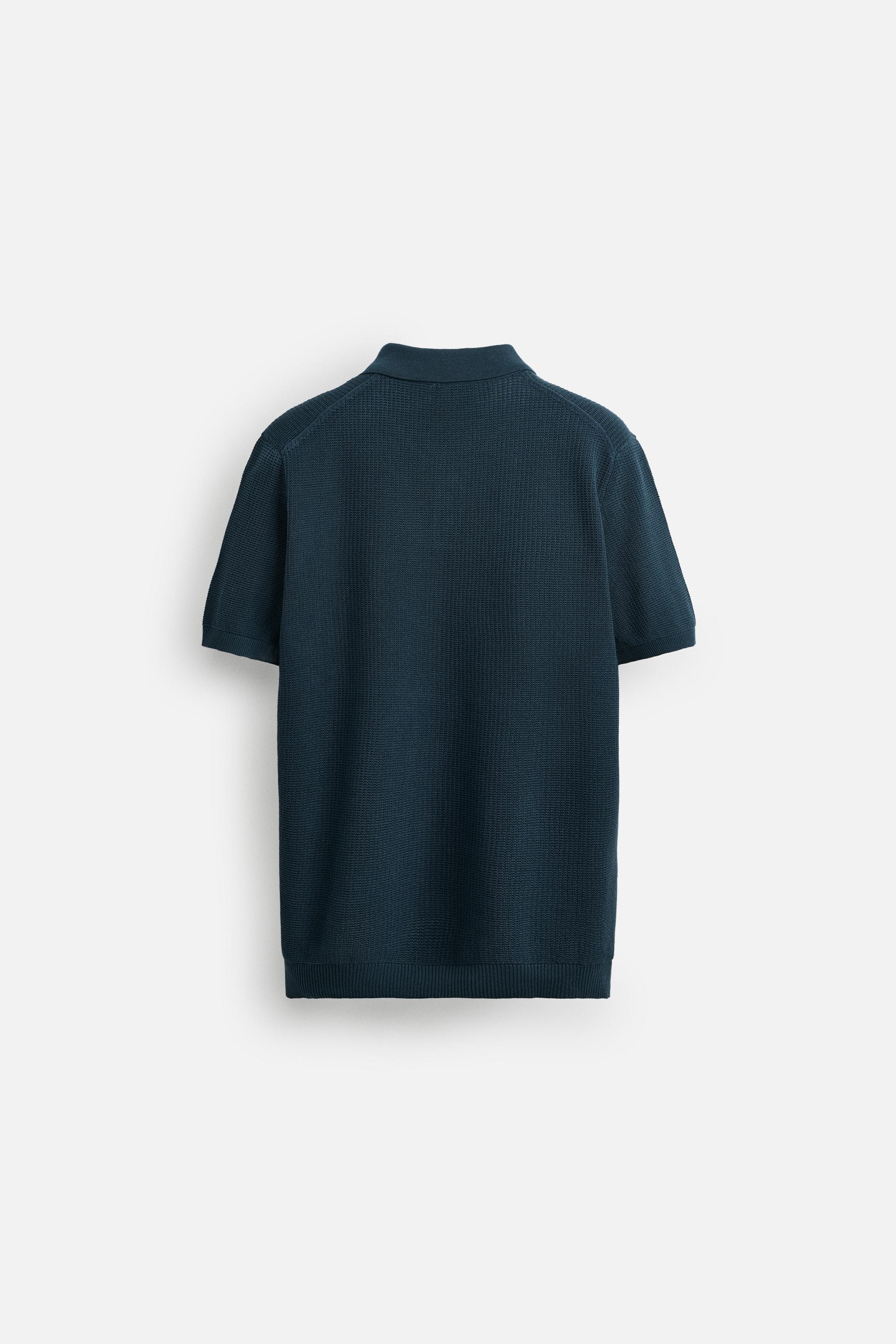 ニットテクスチャーポロシャツ - ウォッシュブルー | ZARA Japan