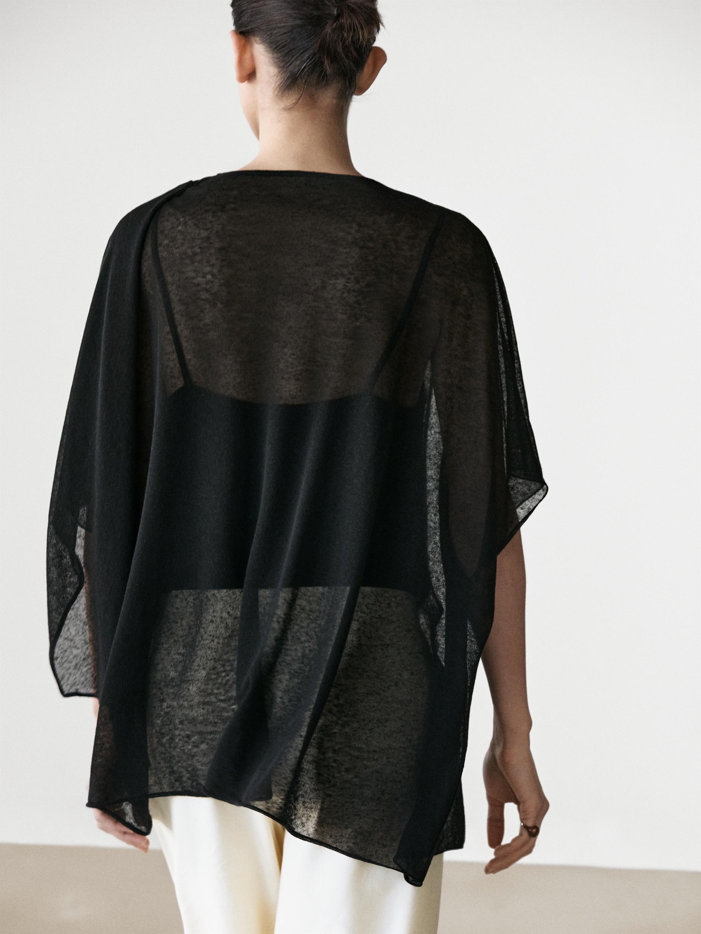 Surplice linen blend cape top