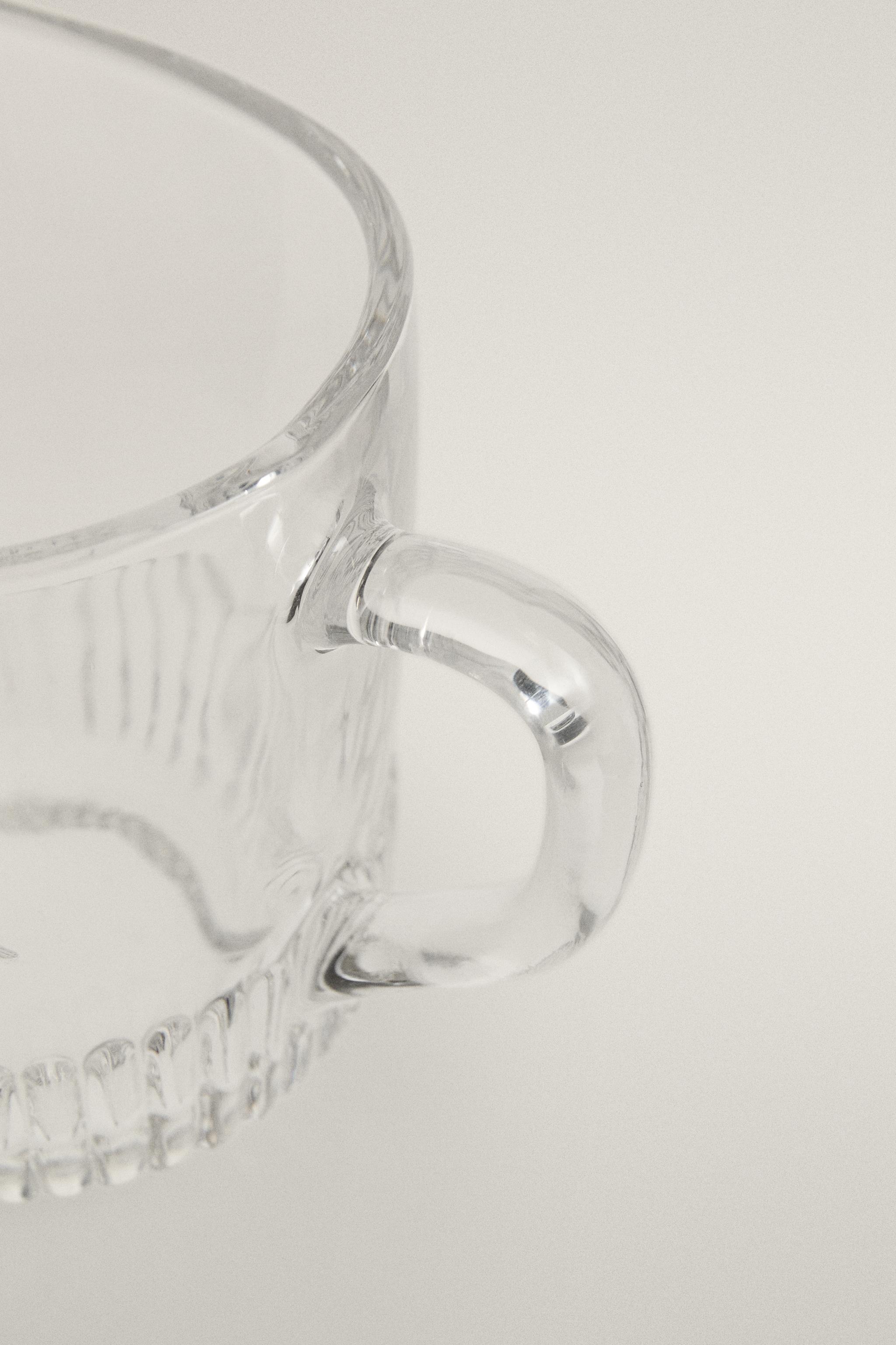 GLASS MILK PITCHER WITH STRIPED BASE
