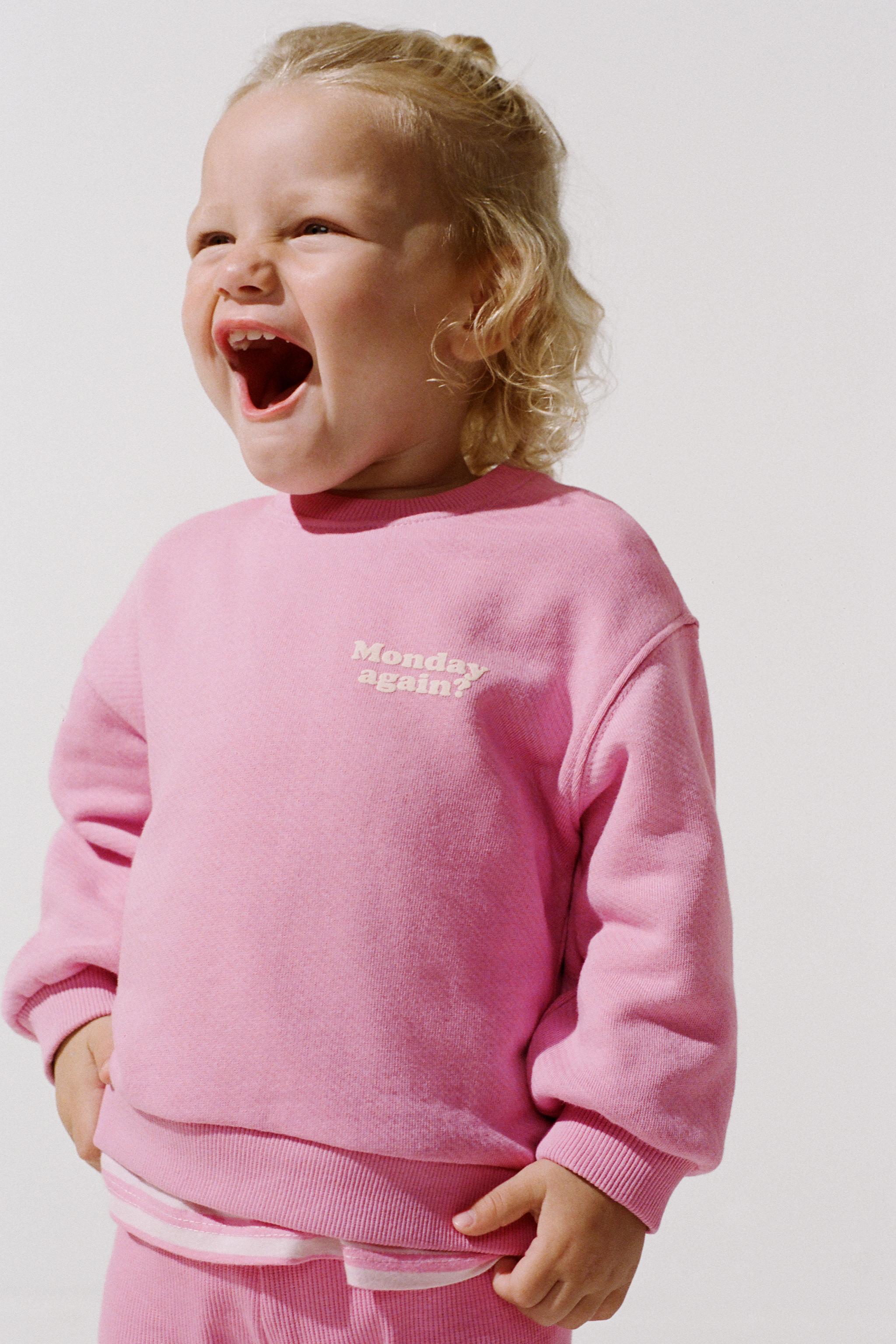 TEXT SWEATSHIRT AND LEGGING JOGGING SET — Pink
