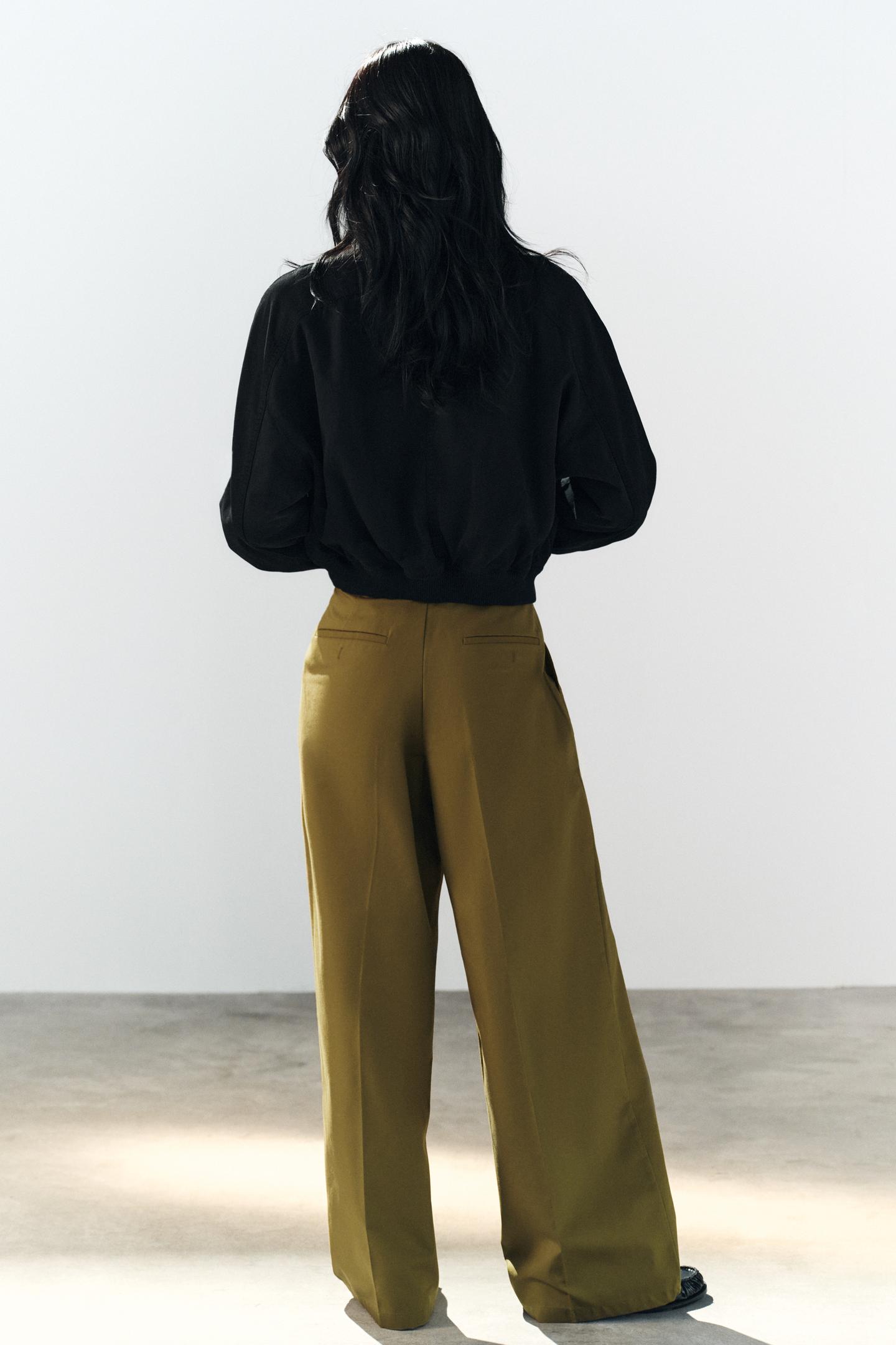 Женские брюки Zara Pleated Belt-Loop, цвет: Oil — фото 5