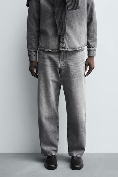 RELAXED FIT JEANS - Grey by Zara
