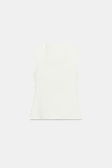 Zara BUTTONED VEST TOP - Oyster-white