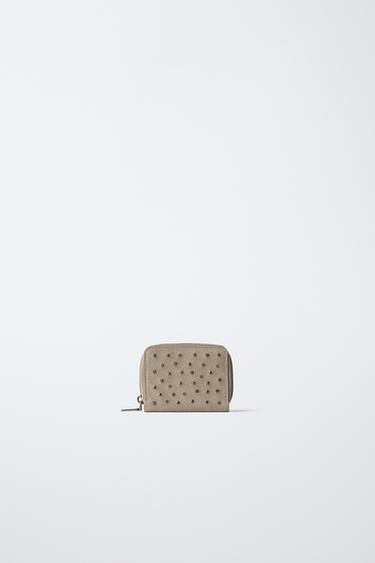 LEATHER STUDDED WALLET — Gray 1