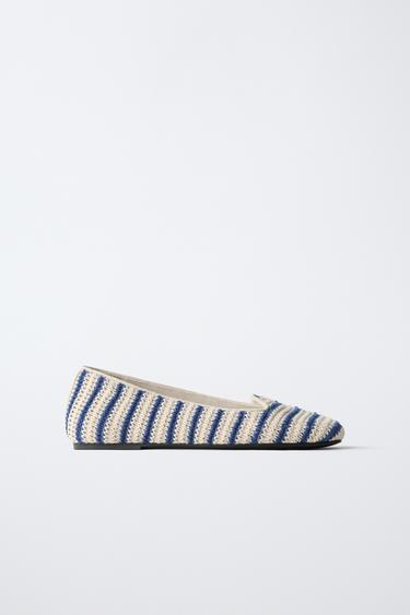 Zara CROCHET BALLET FLATS - Blue