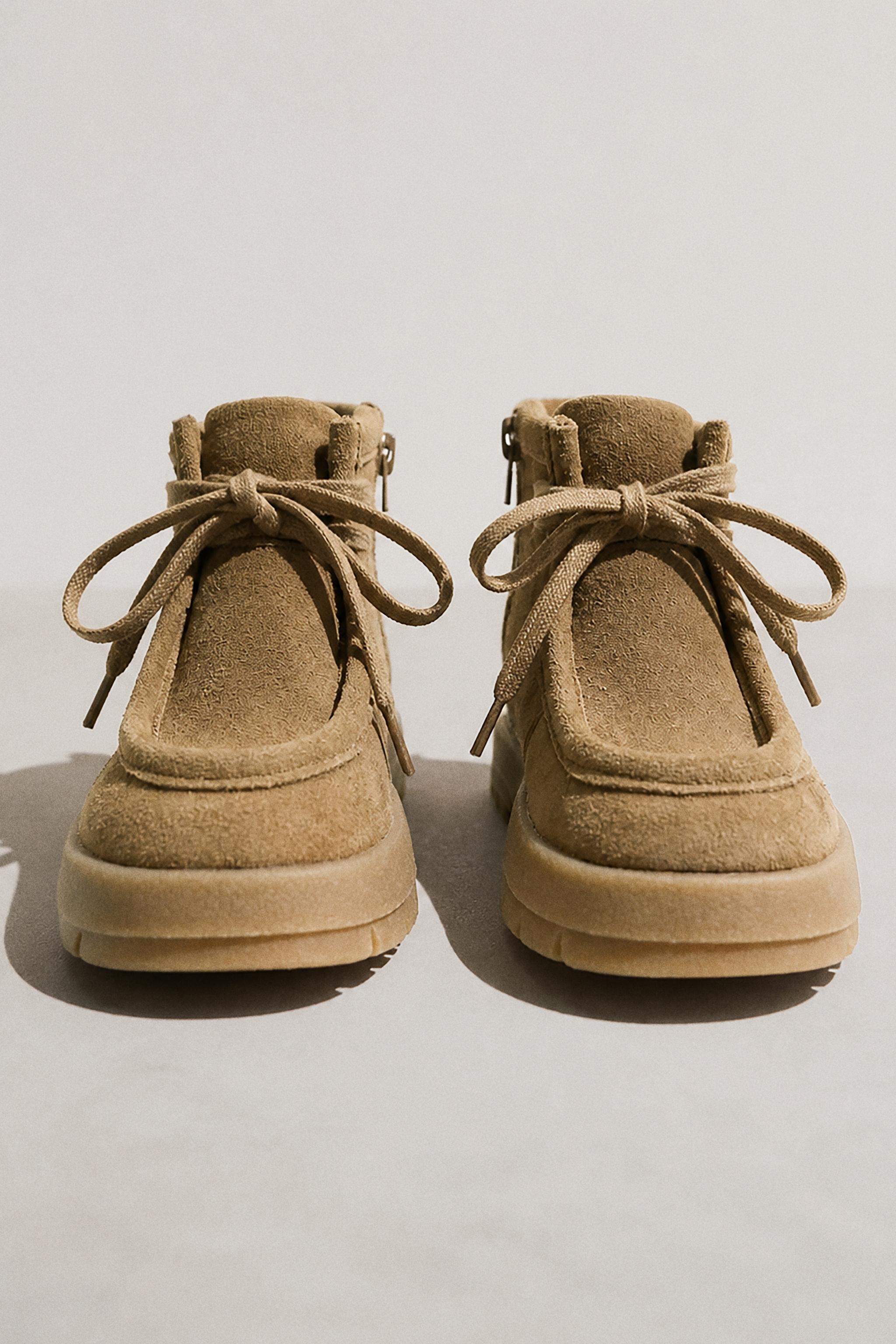 LEATHER ANKLE BOOTS — Sandy Brown
