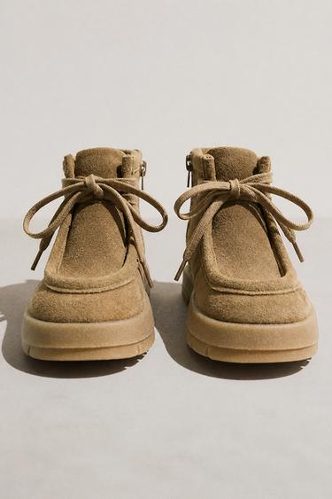 BỐT DA CỔ NGẮN - Nâu Cát từ Zara