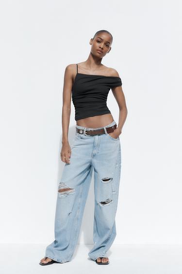 ASYMMETRIC RUFFLED TOP - Black by Zara - Image 0