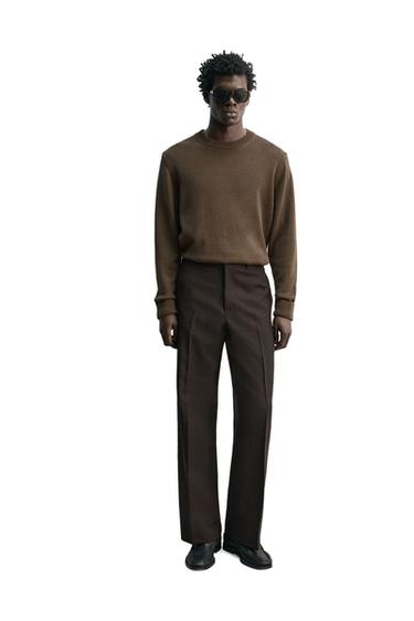 100% WOOL FLARE FIT TROUSERS - Chocolate by Zara