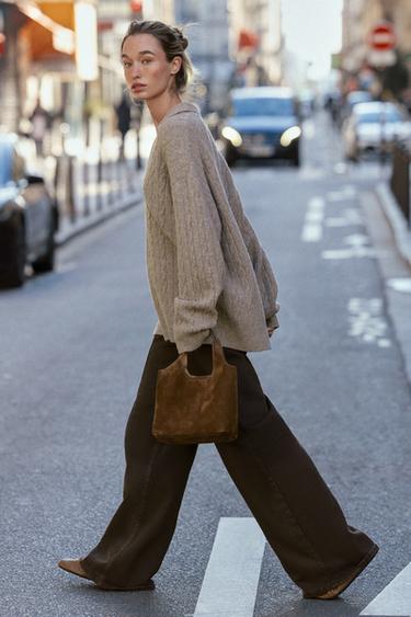 CABLE KNIT JUMPER - Mink marl by Zara - Image 3