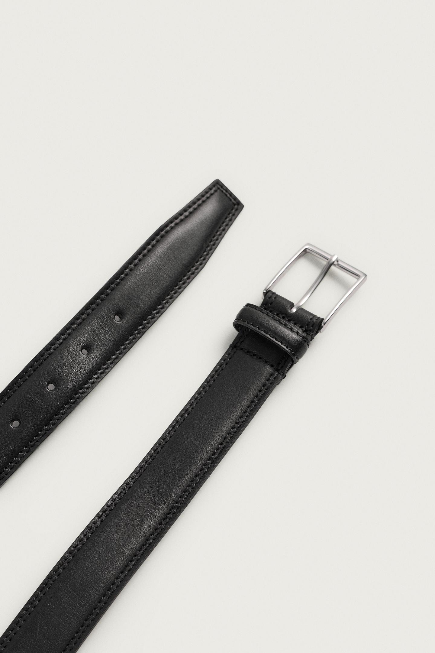 Мужской ремень Zara Dress Leather Belt, цвет: Чёрный — фото 4