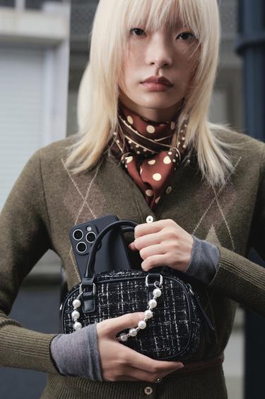 FAUX PEARL FABRIC MINI BAG - Black by Zara