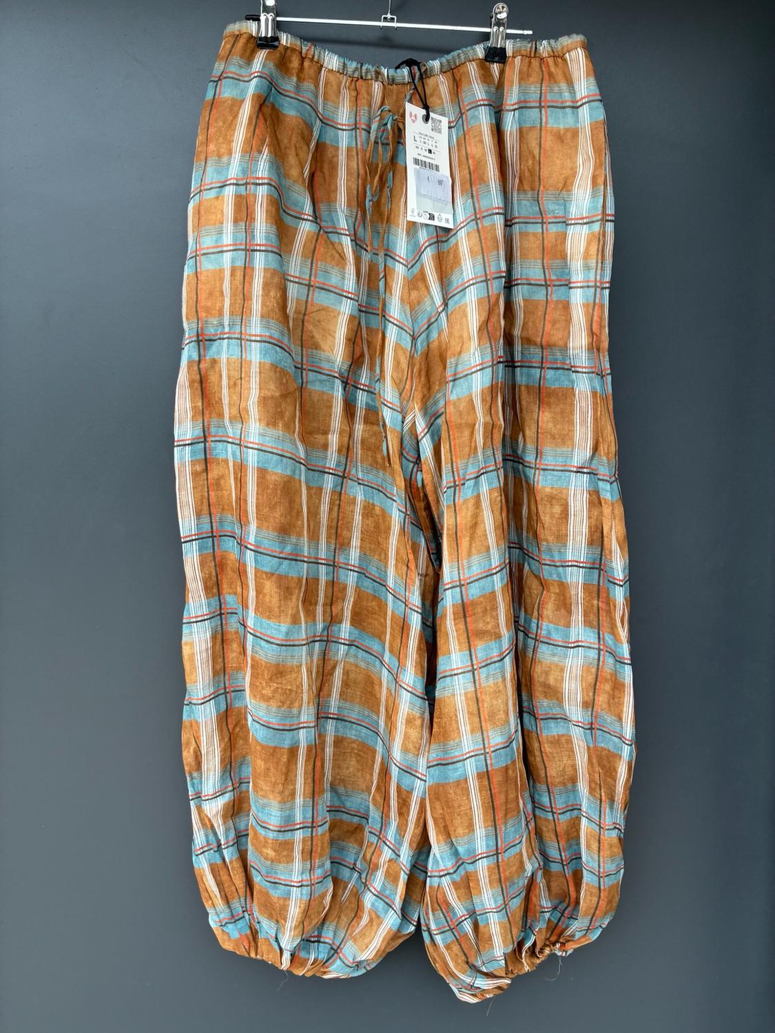 ZW COLLECTION RAMIE CHECK BALLOON TROUSERS - Image 3