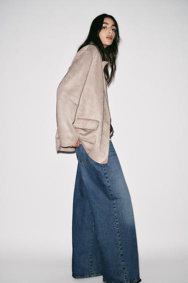 FAUX SUEDE BLAZER - Brown / Taupe by Zara